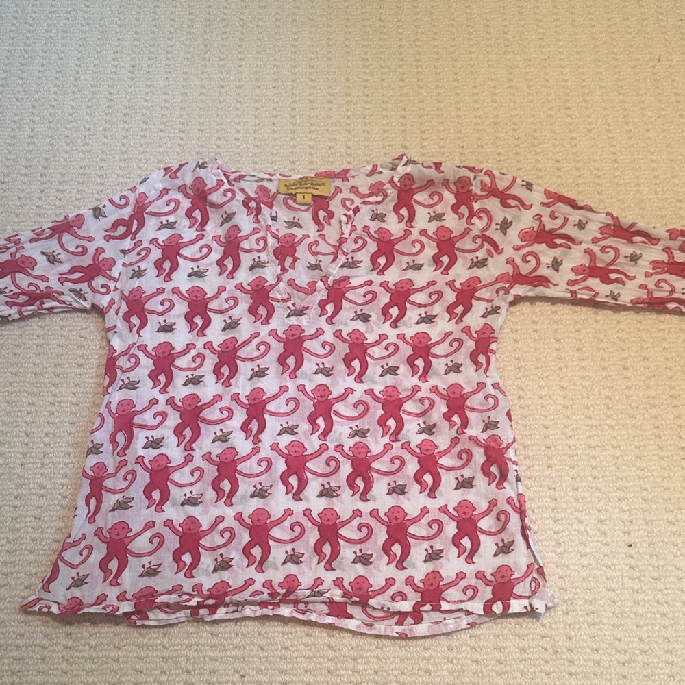 Roberta Roller Rabbit Pink Monkey Kids Swim Coverup